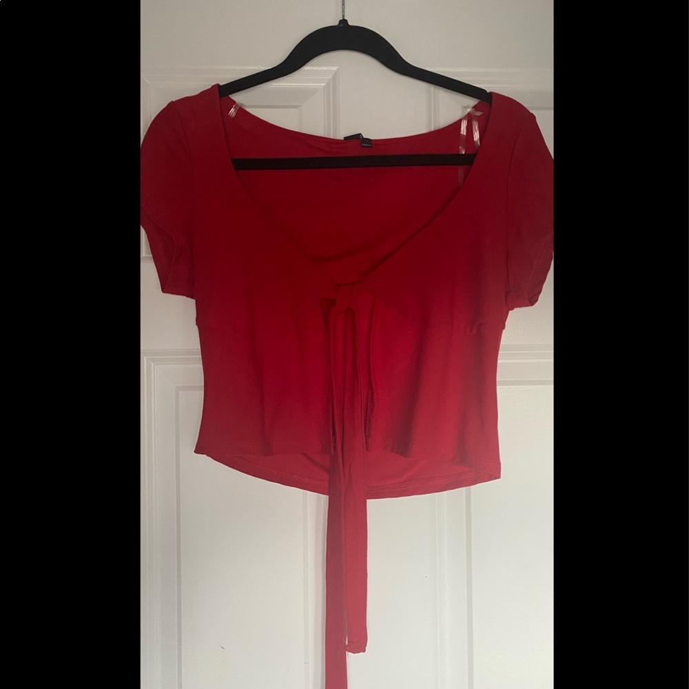 Windsor red wrap crop top